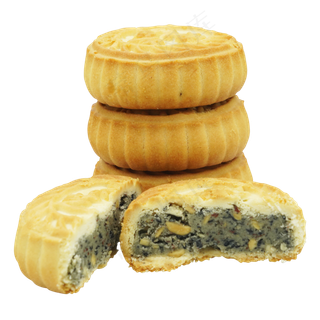 掰开黑芝麻月饼