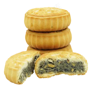掰开黑芝麻月饼