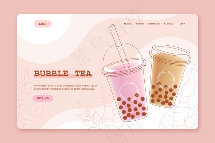 泡茶登录页eps,ai矢量模版下载