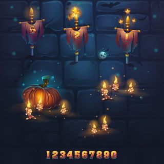 在石头和砖墙上设置不同的元素。矢量插图。