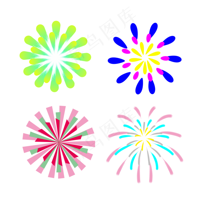 简易扁平撞色烟花