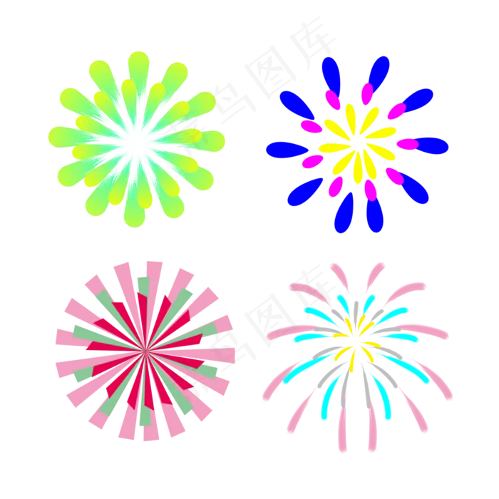 简易扁平撞色烟花(2000X2000(DPI:300))psd模版下载
