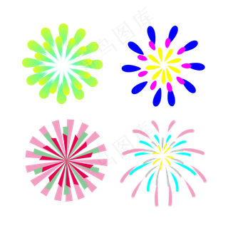 简易扁平撞色烟花