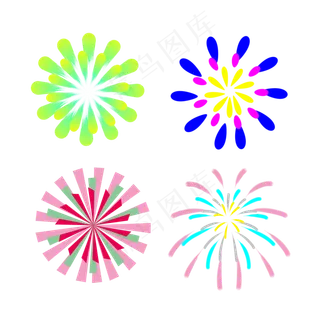 简易扁平撞色烟花