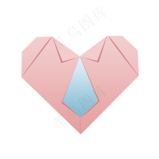 七夕节红色蓝色渐变折纸爱心领带