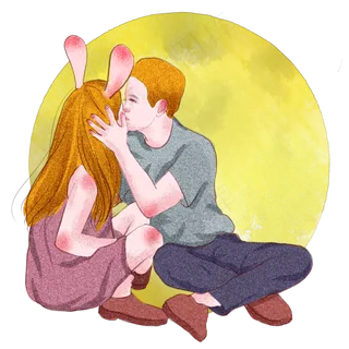 兔子情侣中秋节商用元素