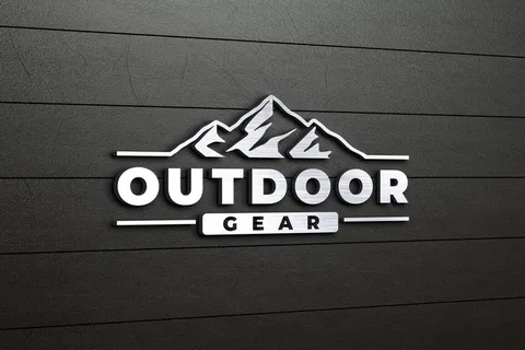 黑色墙壁装饰上的银色3d徽标实体模型样机