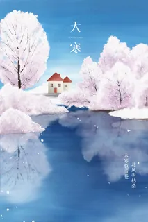 小清新日系冬季大寒插画 小清新日系冬季大寒插画