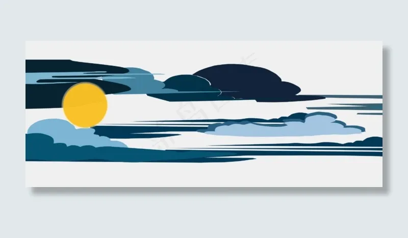 中国传统佳节七夕云朵月亮(2880X1180(DPI:300))psd模版下载