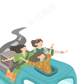 彩绘欢乐出游元素设计