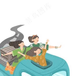 彩绘欢乐出游元素设计