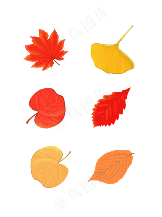 简约创意风秋天树叶合集