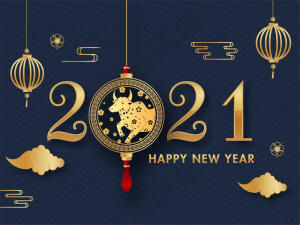 金色2021新年快乐文本