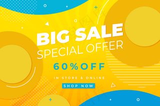 大减价特价，黄色背景，圆形