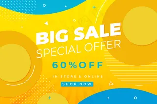 大减价特价，黄色背景，圆形