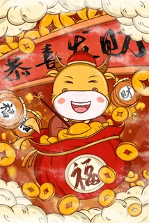 2021春节红色喜庆恭喜发财