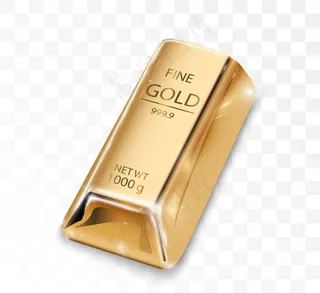 透明背景上隔离的金条。