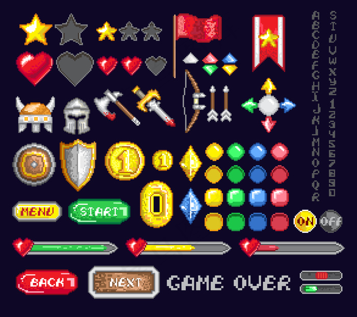 像素游戏艺术图标集