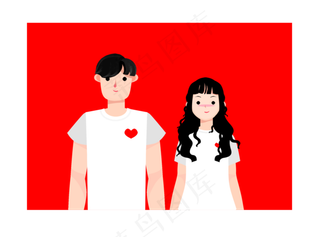 七夕情人节情侣合照结婚证件照素