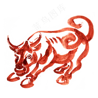 2021年春节牛形象红金牛