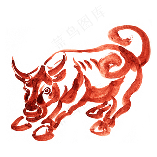 2021年春节牛形象红金牛