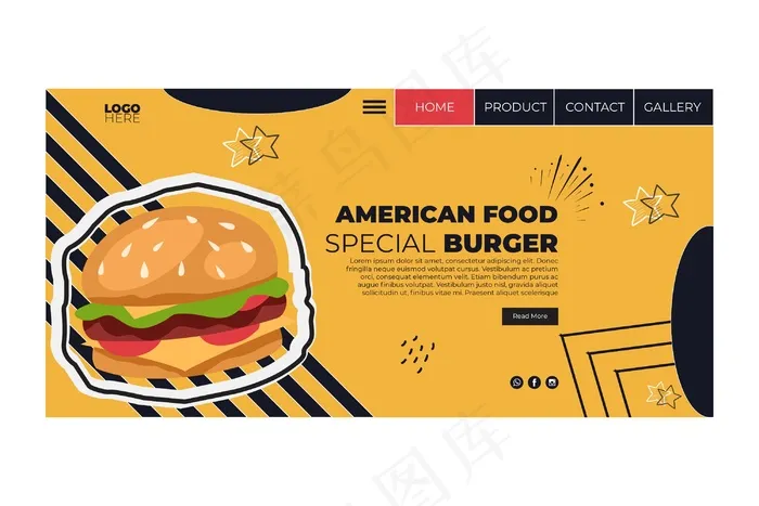 美国食品登陆页面eps,ai矢量模版下载