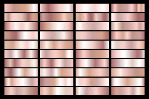 玫瑰金金属渐变系列。金光闪闪的盘子。
