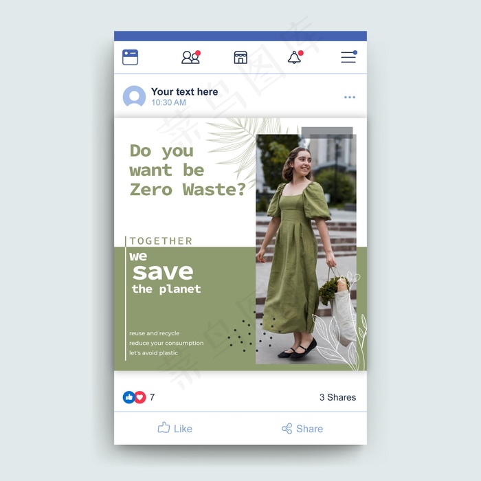 Facebook零浪费帖子模板eps,ai矢量模版下载