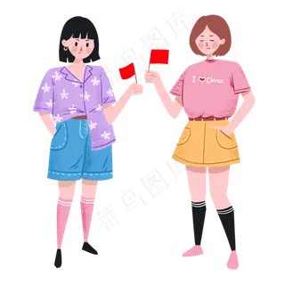 国庆节少女女孩