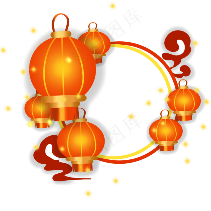 新年灯笼边框(3000X3000(DPI:300))psd模版下载