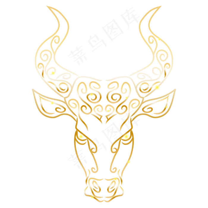 金色长牛角牛头(2000X2000(DPI:300))ai矢量模版下载