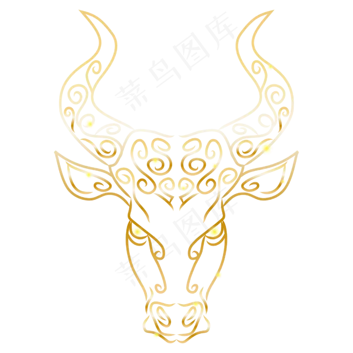 金色长牛角牛头(2000X2000(DPI:300))ai矢量模版下载