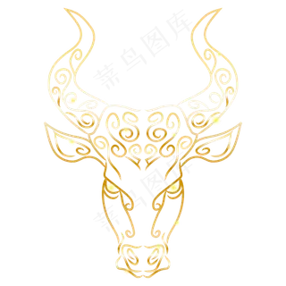 金色长牛角牛头