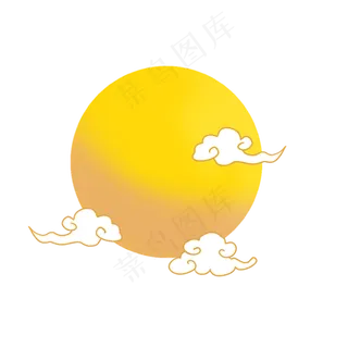 手绘卡通七夕节圆月