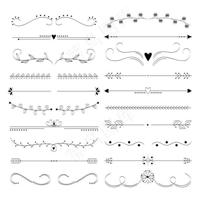 手绘装饰分隔器系列eps,ai矢量模版下载