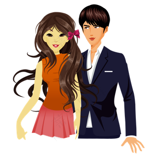 手绘卡通情侣人物