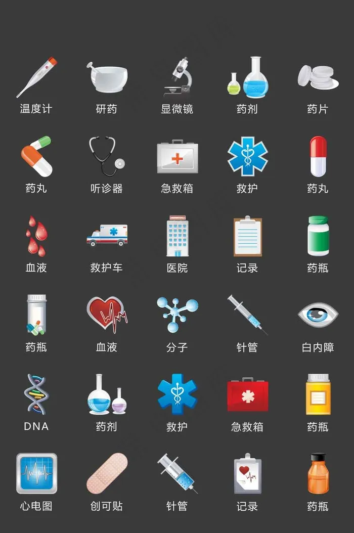 医疗卫生图标矢量UI素材ICONai矢量模版下载