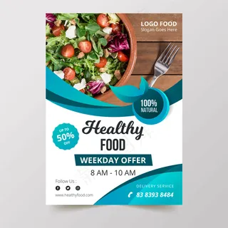 健康食品餐厅宣传单,DM传单模板