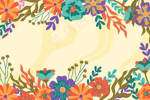 手绘彩色春季背景