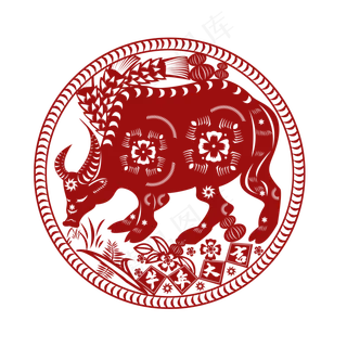 剪纸牛年