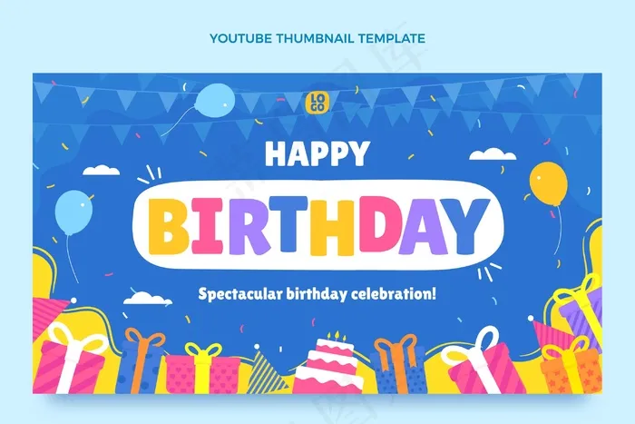 平面最小生日 youtube 缩略图eps,ai矢量模版下载