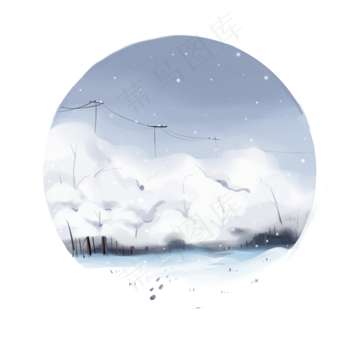 立冬寒冷白色树林山野免抠元素