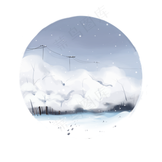 立冬寒冷白色树林山野免抠元素