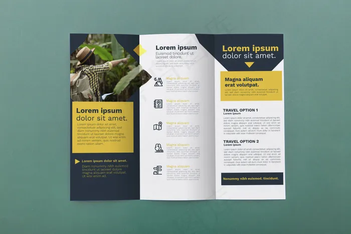 三折页小册子概念模型样机psd模版下载