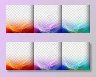 三组彩色透明波浪背景