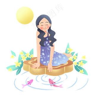 中秋节坐在月饼女孩