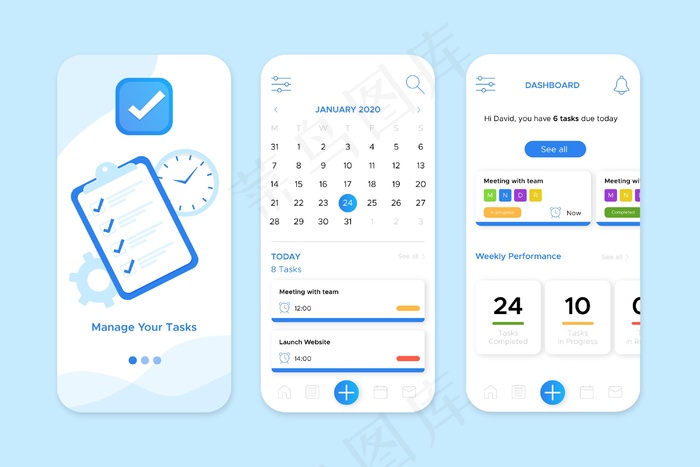任务管理应用程序界面eps,ai矢量模版下载