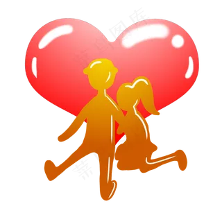 七夕红色情人节爱心情侣