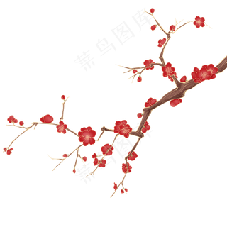 国潮红色梅花花枝