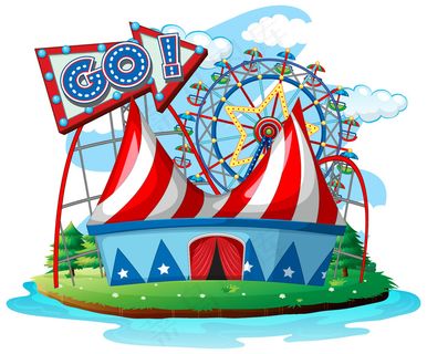 马戏团白色背景下的摩天轮场景